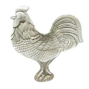 Vintage Made in India 10" x 10"‎ Metal Rooster Serving Tray Dish